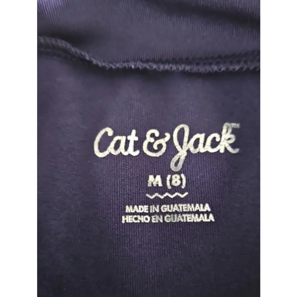 Cat & Jack Boys Navy Long Sleeve Rash Guard Swim Shirt Size M 8 UPF